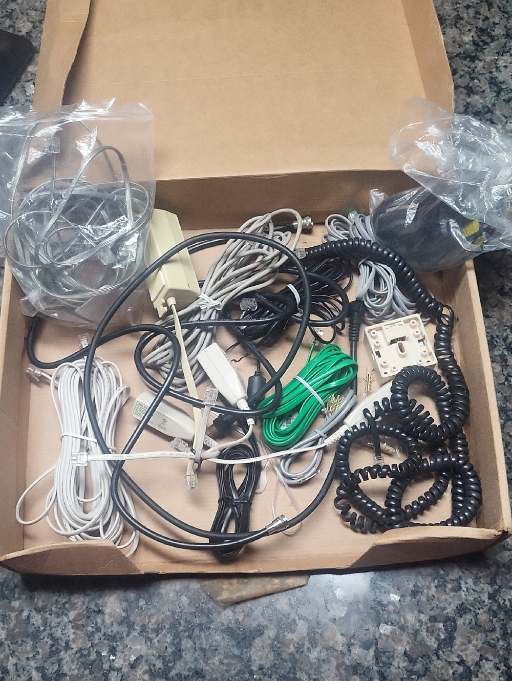 Lot Of 1 Telephone & Electronics Cables - Mixed Colors W Phone Cord Mixed As Pic